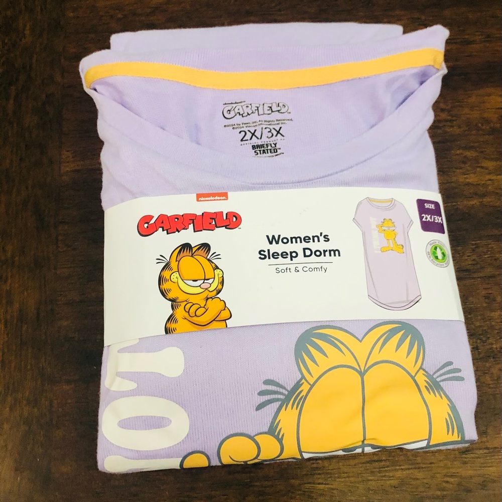Nickelodeon Garfield women’s Sleep Dorm I Think Not graphic purple.2X/3X